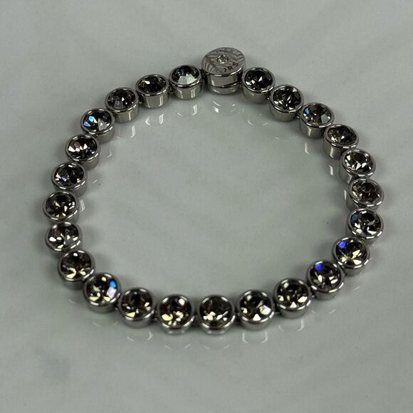 Michael Kors Silvertone Smokey Crystal Tennis Bracelet Park Ave Glam Collection - Picture 1 of 8